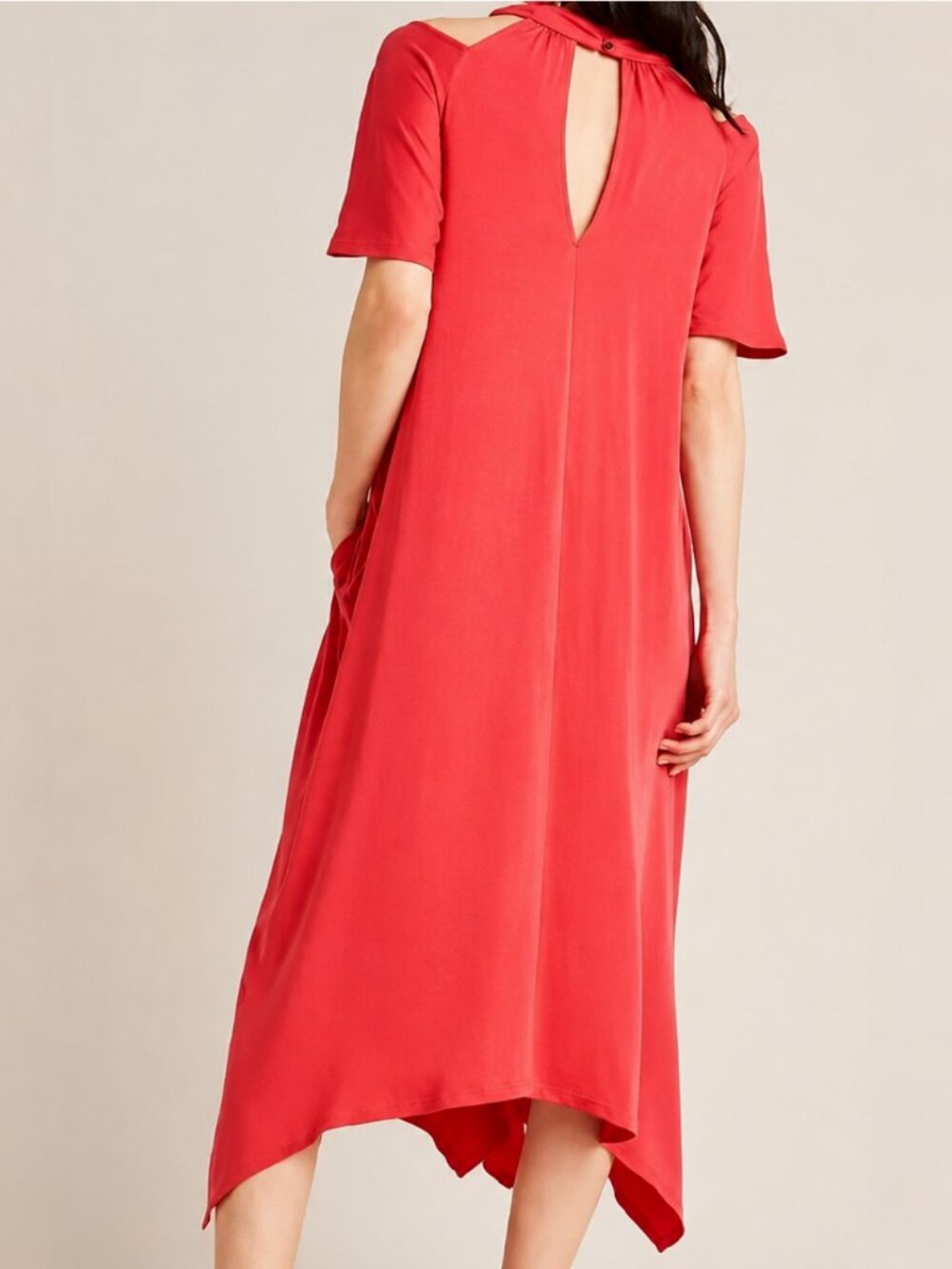 Anthropologie Maeve Georgiana Cold Shoulder Red Midi Maxi Dress XS Boho - Picture 3 of 14